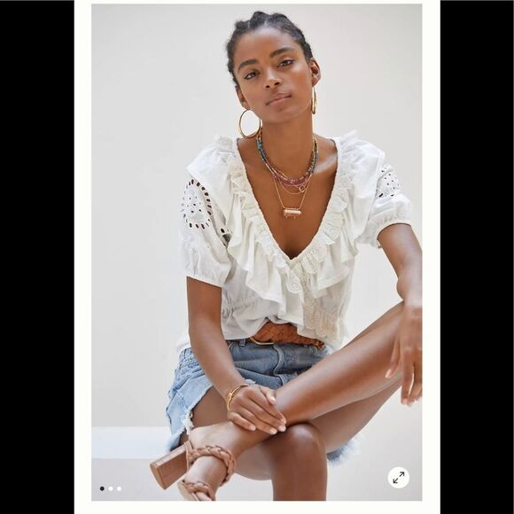 Anthropologie I Forever That Girl Ruffled Eyelet Top - Picture 2 of 3